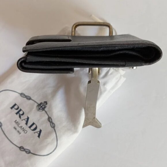 Prada Textured Gray Trifold Wallet with Dust Bag - Picture 8 of 16
